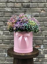 Цветочная композиция из Гипсофила и Розы в шляпной коробке в Моргауши