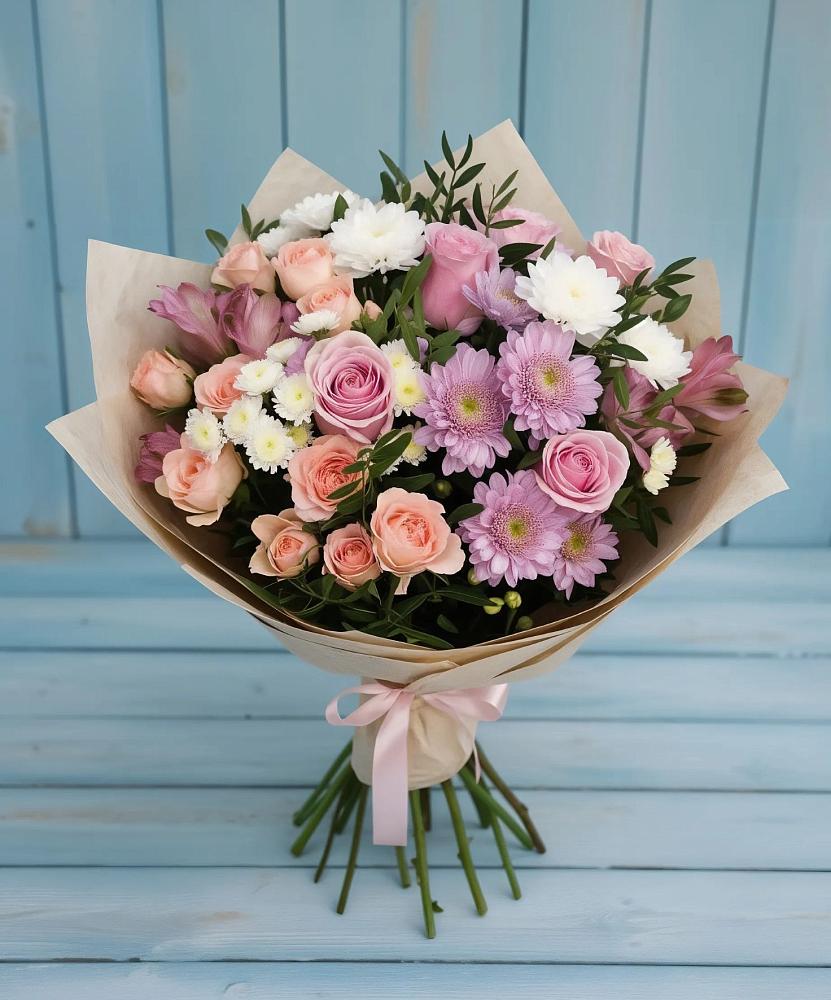 Букет цветов из: Хризантемы, Розы и Альстромерии в Моргауши