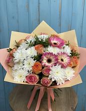 Букет цветов из:  Розы, Герберы и Хризантемы #REPLACE_PRED# Моргауши
