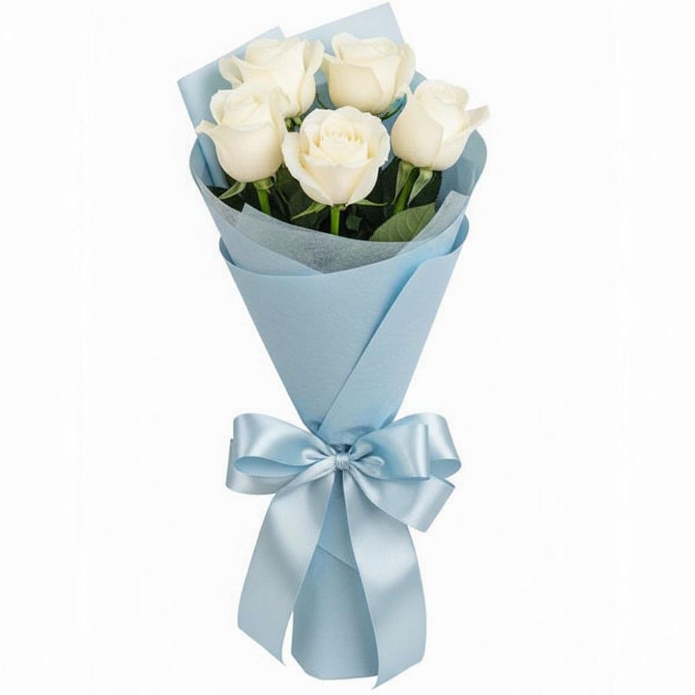 Букет 5 Белых роз Проуд в Моргауши