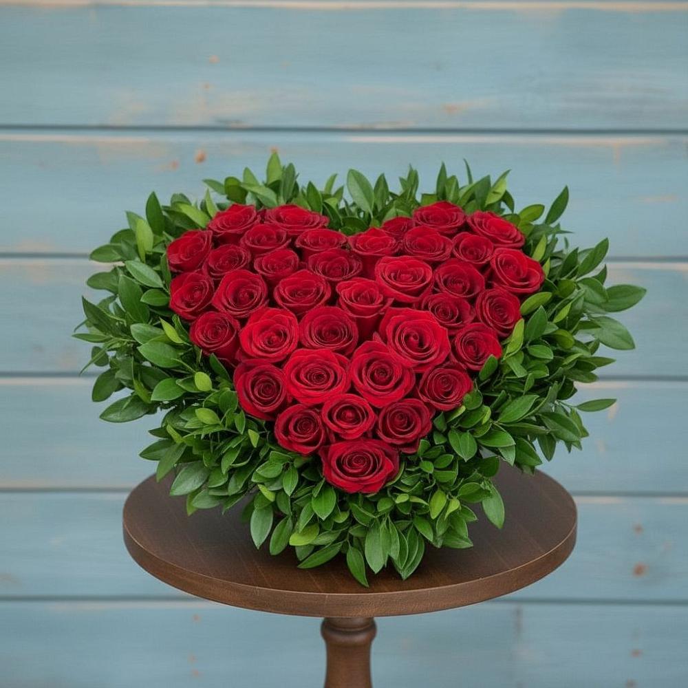 Цветочная композиция из Розы в виде сердца в Моргауши