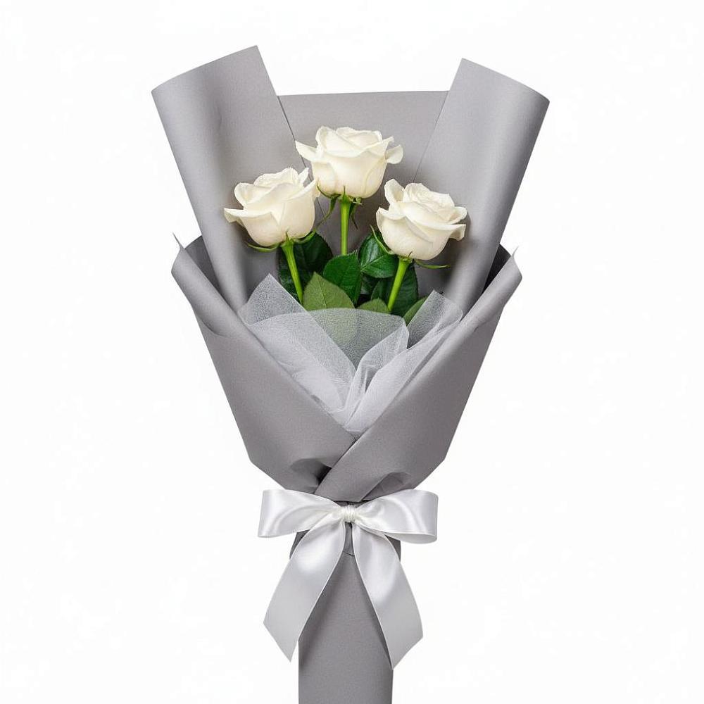 Букет 3 белые розы в Моргауши