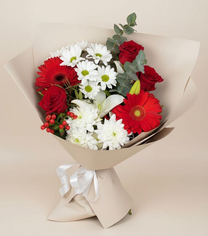 Букет цветов из: Розы, Хризантемы, Герберы и Лилии в Моргауши