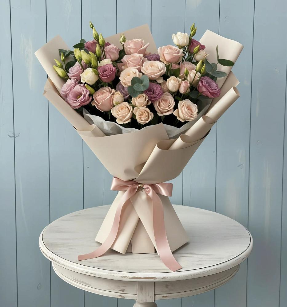 Букет цветов из: Розы и Лизиантусы в Моргауши