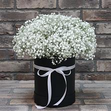 Цветочная композиция из Гипсофила в шляпной коробке в Моргауши